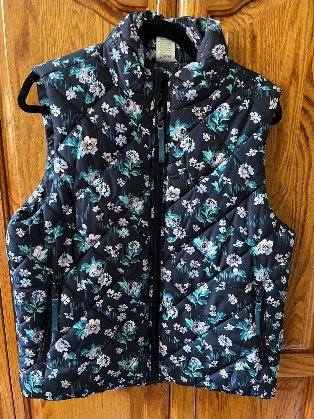 Vera Bradley Quilted Vest with Teal & White Floral